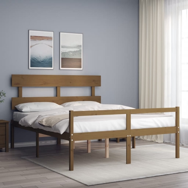 Letto Anziani senza Materasso Marrone Ambra King Legno Massello