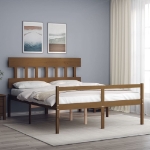 Letto Anziani senza Materasso Marrone Ambra King Legno Massello