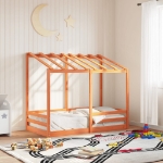 Letto Bambini con Tetto Marrone Cera 70x140 cm Massello Pino