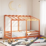 Letto Bambini con Tetto Marrone Cera 90x200 cm Massello Pino