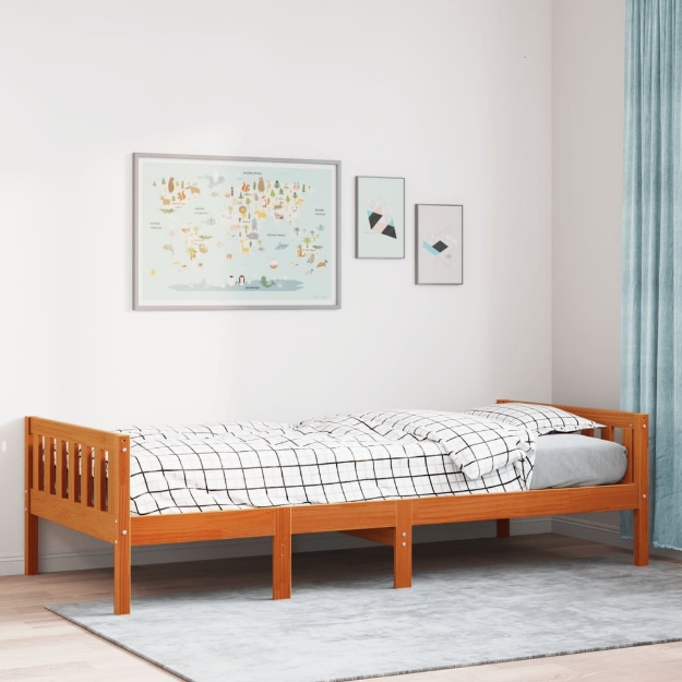 Letto Bambini senza Materasso Marrone Cera 75x190 cm Legno Pino