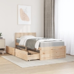 Letto con Cassetti e Materasso 90x190 cm Legno Massello di Pino