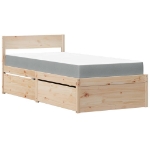 Letto con Cassetti e Materasso 90x200 cm Legno Massello di Pino