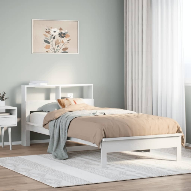 Letto con Libreria senza Materasso 75x190 cm in Legno Pino