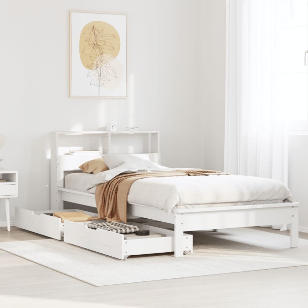 Letto con Libreria senza Materasso 75x190 cm in Legno Pino