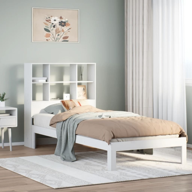 Letto con Libreria senza Materasso 75x190 cm in Legno Pino