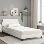 Letto con Materasso Bianco 100x200 cm in Similpelle