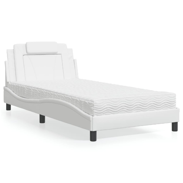 Letto con Materasso Bianco 100x200 cm in Similpelle