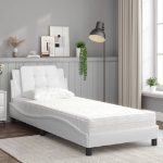 Letto con Materasso Bianco 100x200 cm in Similpelle