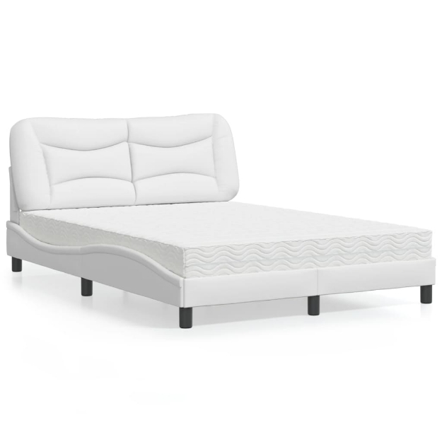 Letto con Materasso Bianco 140x200 cm in Similpelle