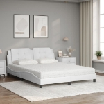 Letto con Materasso Bianco 160x200 cm in Similpelle