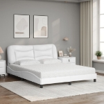 Letto con Materasso Bianco 160x200 cm in Similpelle