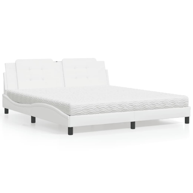 Letto con Materasso Bianco 180x200 cm in Similpelle