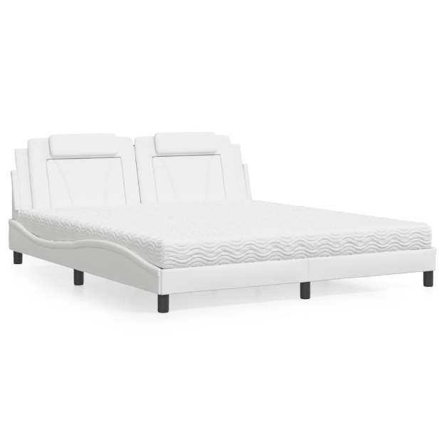 Letto con Materasso Bianco 180x200 cm in Similpelle