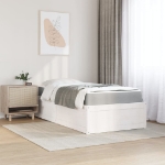 Letto con Materasso Bianco 90x190 cm in Legno Massello di Pino