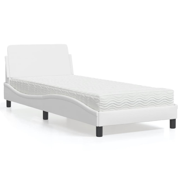 Letto con Materasso Bianco 90x190 cm in Similpelle