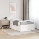 Letto con Materasso Bianco 90x200 cm in Legno Massello di Pino