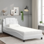 Letto con Materasso Bianco 90x200 cm in Similpelle