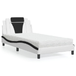 Letto con Materasso Bianco e Nero 100x200 cm in Similpelle