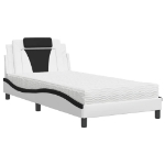 Letto con Materasso Bianco e Nero 100x200 cm in Similpelle