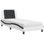 Letto con Materasso Bianco e Nero 100x200 cm in Similpelle