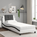 Letto con Materasso Bianco e Nero 100x200 cm in Similpelle