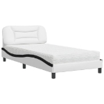 Letto con Materasso Bianco e Nero 100x200 cm in Similpelle