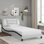 Letto con Materasso Bianco e Nero 100x200 cm in Similpelle