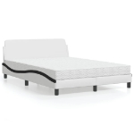 Letto con Materasso Bianco e Nero 140x190 cm in Similpelle