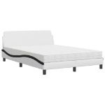 Letto con Materasso Bianco e Nero 140x190 cm in Similpelle