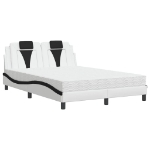 Letto con Materasso Bianco e Nero 140x190 cm in Similpelle