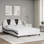 Letto con Materasso Bianco e Nero 140x190 cm in Similpelle