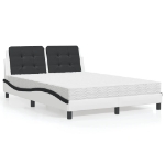 Letto con Materasso Bianco e Nero 140x190 cm in Similpelle