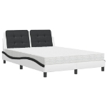 Letto con Materasso Bianco e Nero 140x190 cm in Similpelle