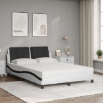 Letto con Materasso Bianco e Nero 140x190 cm in Similpelle