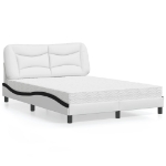 Letto con Materasso Bianco e Nero 140x190 cm in Similpelle