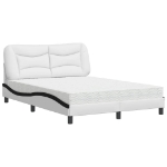 Letto con Materasso Bianco e Nero 140x190 cm in Similpelle