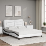 Letto con Materasso Bianco e Nero 140x190 cm in Similpelle