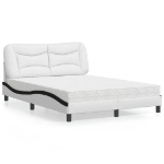 Letto con Materasso Bianco e Nero 140x200 cm in Similpelle