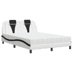 Letto con Materasso Bianco e Nero 140x200 cm in Similpelle