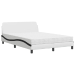 Letto con Materasso Bianco e Nero 140x200 cm in Similpelle