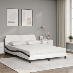 Letto con Materasso Bianco e Nero 140x200 cm in Similpelle