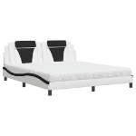 Letto con Materasso Bianco e Nero 180x200cm Similpelle