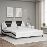 Letto con Materasso Bianco e Nero 180x200cm Similpelle