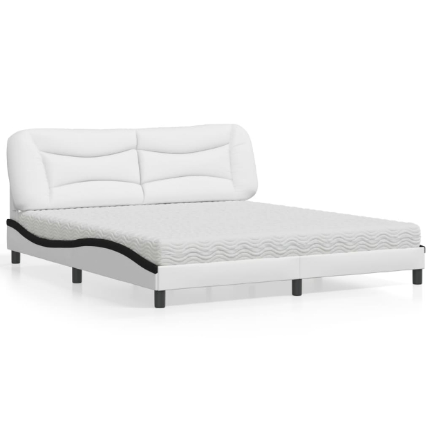 Letto con Materasso Bianco e Nero 180x200cm Similpelle