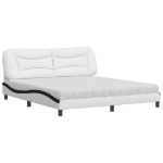 Letto con Materasso Bianco e Nero 180x200cm Similpelle