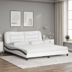 Letto con Materasso Bianco e Nero 180x200cm Similpelle