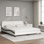 Letto con Materasso Bianco e Nero 180x200cm Similpelle