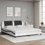 Letto con Materasso Bianco e Nero 180x200cm Similpelle