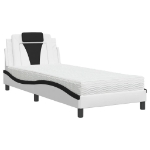 Letto con Materasso Bianco e Nero 90x190 cm in Similpelle